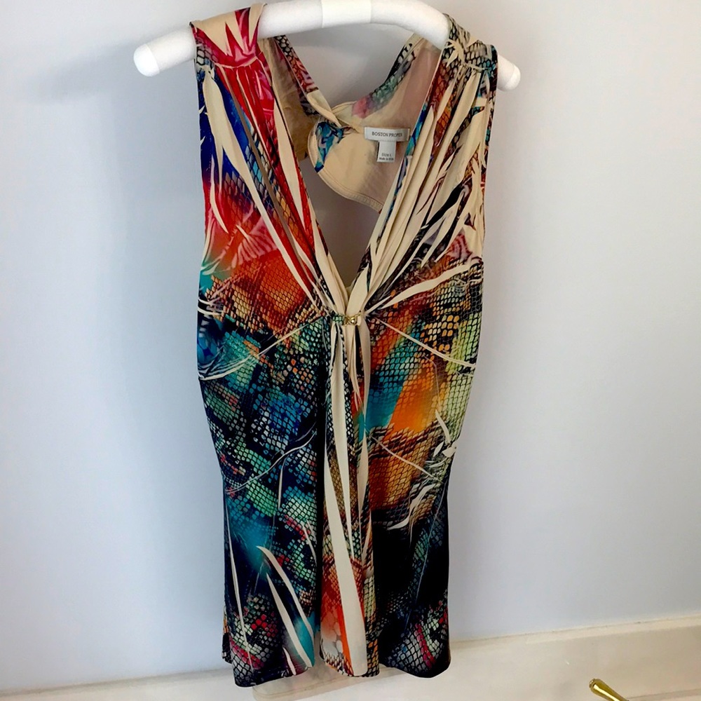 Boston Proper sleeveless top multi color size large excellent shape